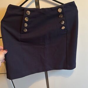 Navy Button-Accent Women's Skirt